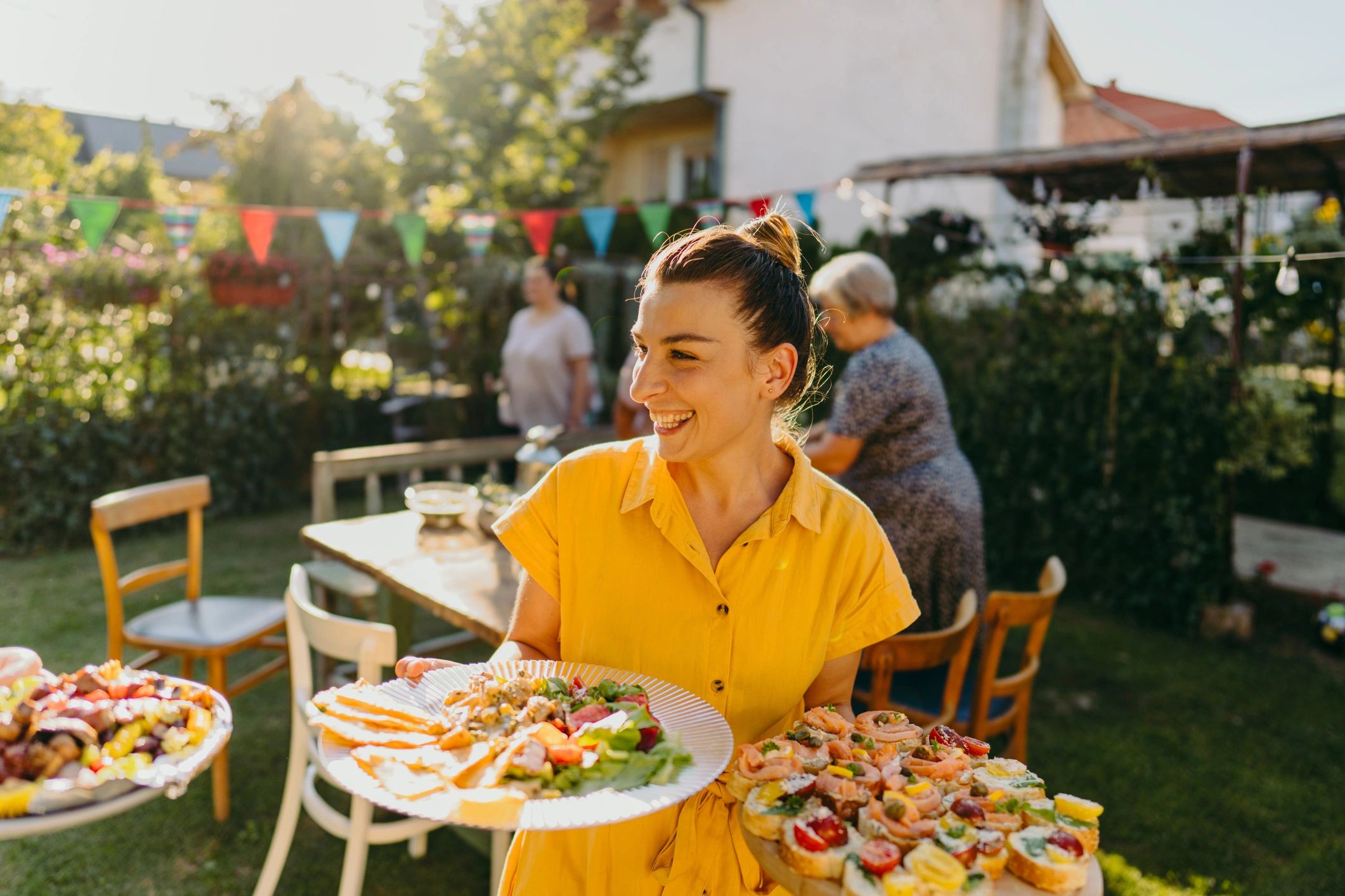 catering staff serving food